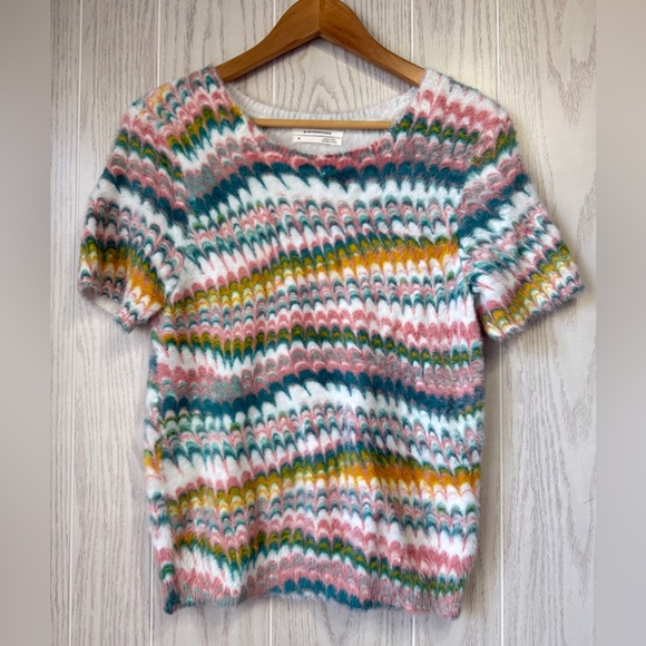 Anthropologie Fuzzy Marbled Short Sleeve Sweater Women’s Size M - Picture 4 of 8